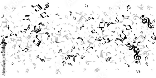 Music note symbols vector background. Audio