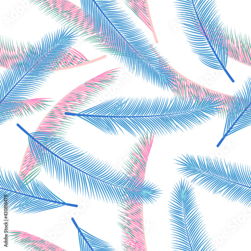 Natural feather fluff vector seamless pattern. Vintage background. Tribal boho feather fluff fashion print ornament.