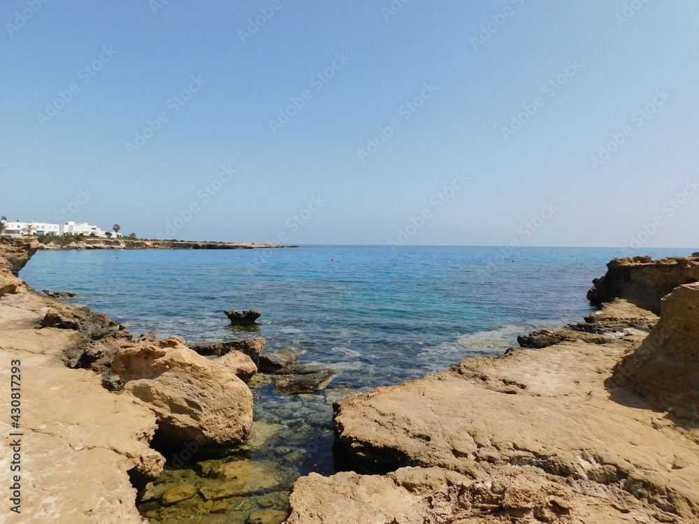 Island of Cyprus. The rocky coastline of Cyprus. Island of Cyprus. The rocky coastline of Cyprus.