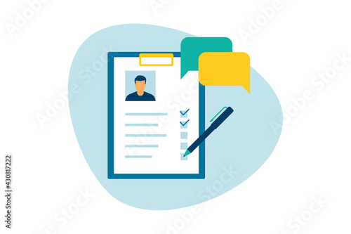 Clipboard with worker resume and checklist