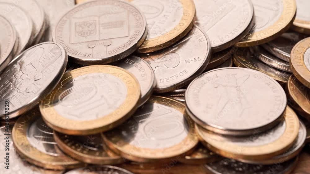 Various collectible coins on the table. 9th May. Monetary system of Russia. Various collectible coins on the table. 9th May. Monetary system of Russia.
