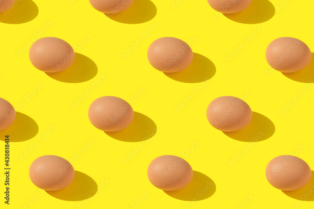 Pattern with painted easter egg on kraft paper background