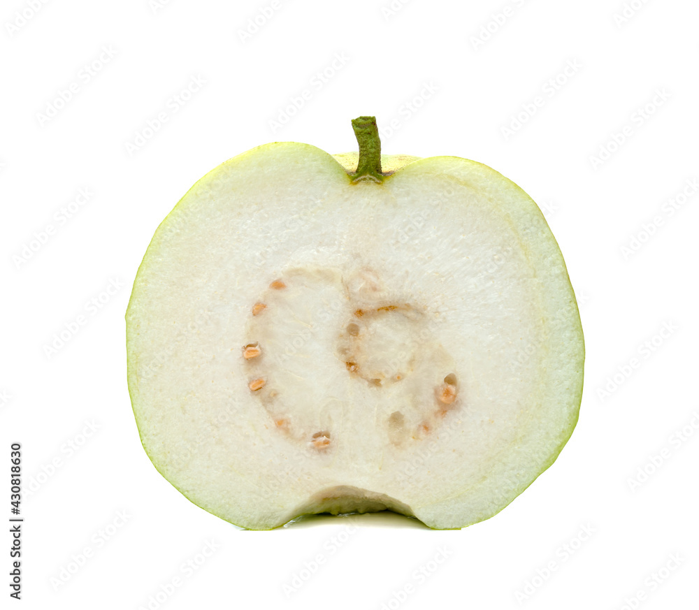 Green Guava fruit slice isolated on white background Green Guava fruit slice isolated on white background