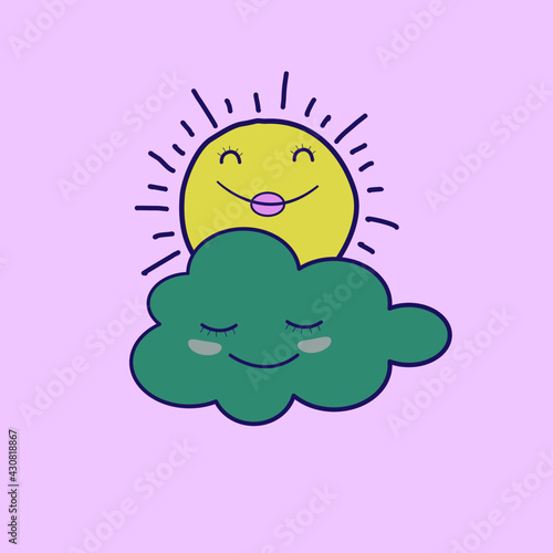 Vector illustration. Sun and cloud