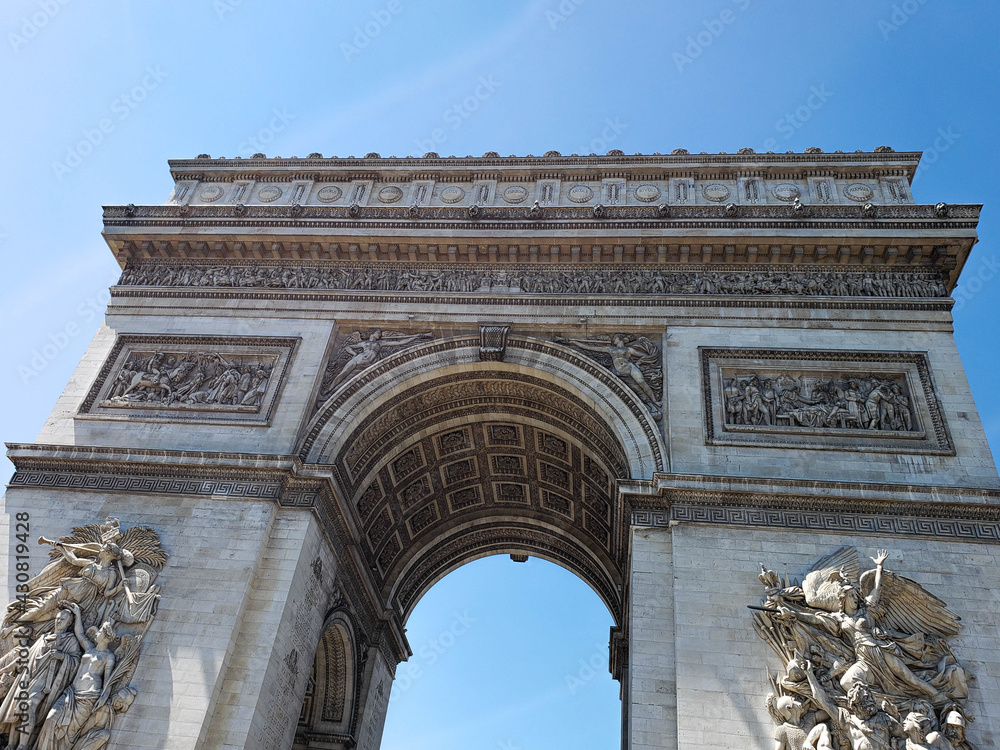 The triumphal arch on a sunny day. Paris, France