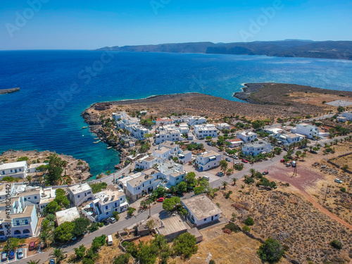 Fototapeta Naklejka Na Ścianę i Meble -  Aerial view of the picturesque seaside village Avlemonas or Avlemon in Kythera island, Greece.