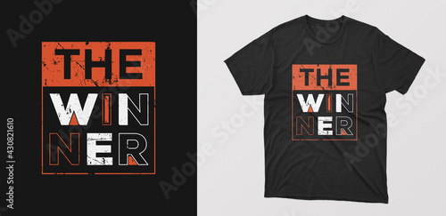 "Winner" modern typography t-shirt. motivational quote with grunge effect. design for gym, textile, posters, cover, banner, cards, cases etc