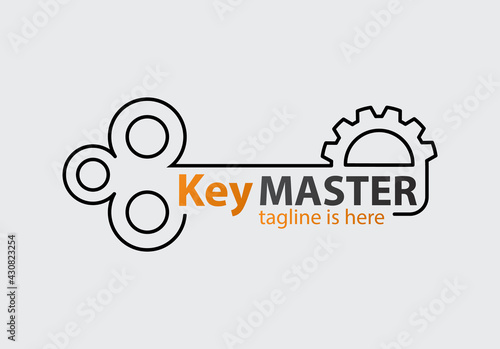 Key master, maker concept sign. Abstract creative key duplication logo concept. Professional skilled key cutter sign.