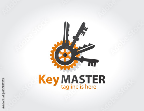 Key master, maker concept sign. Abstract creative key duplication logo concept. Professional skilled key cutter sign.