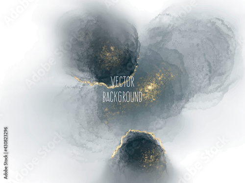 Vector watercolour horizontal universal background with gold glitter	