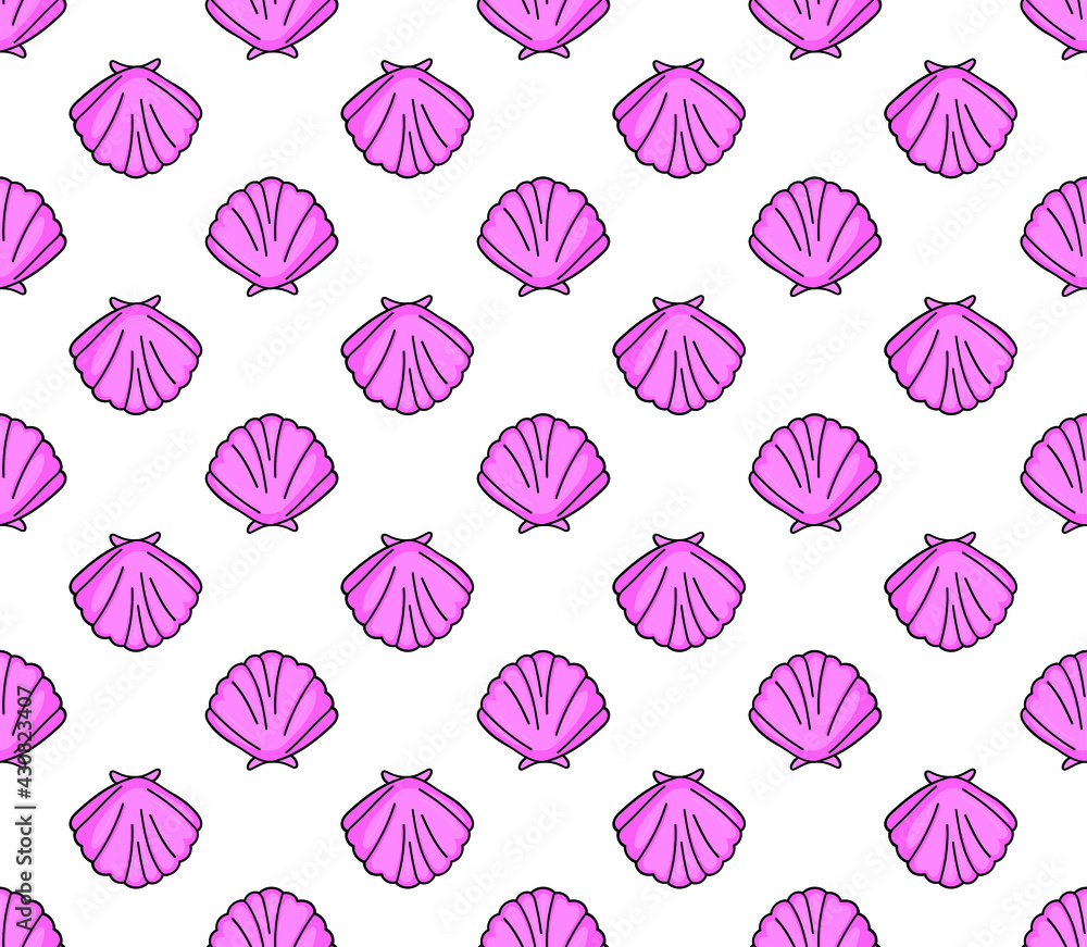 Cute kids shell pattern for girls and boys. Colorful shell on the abstract pattern .The background is made in pink color. Urban shell pattern for textile and fabric. Cute kids shell pattern for girls and boys. Colorful shell on the abstract pattern .The background is made in pink color. Urban shell pattern for textile and fabric.