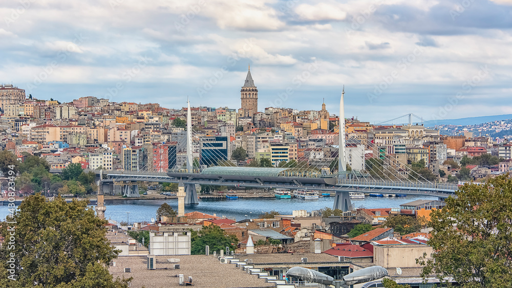 Istanbul cityscape with the view of the Galata tower