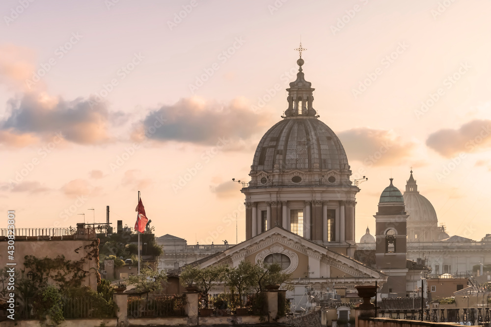 The city of Rome in the evening