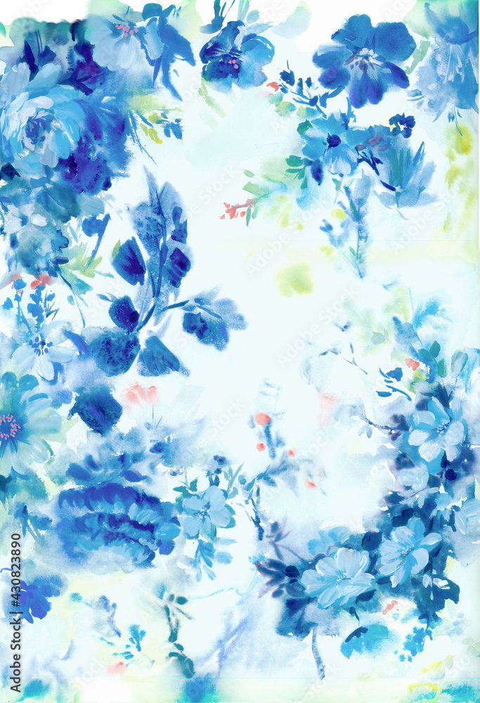 Obraz premium Flowers watercolor illustration.Manual composition.Big Set watercolor elements，Design for textile, wallpapers，Element for design,Greeting card