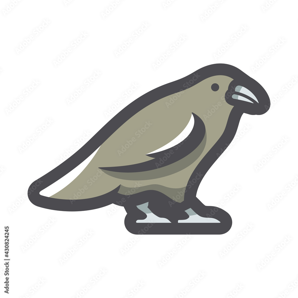 Naklejka premium Black Raven crow Vector icon Cartoon illustration