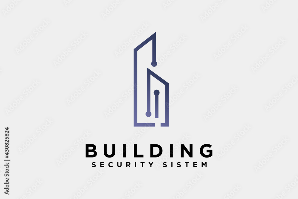 Letter B building cyber security logo design vector illustration. Letter B suitable for security and technology logos, isolated on white background Letter B building cyber security logo design vector illustration. Letter B suitable for security and technology logos, isolated on white background