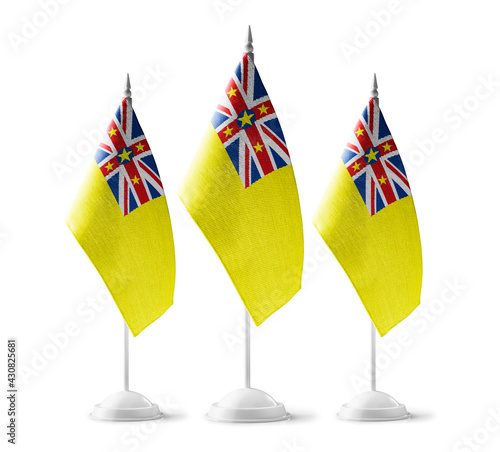 Small national flags of the Niue on a white background