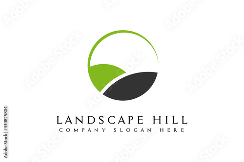 Landscape Hills logo design vector illustration. green Hill icon.usable for business and golf logo,isolated on white background photo