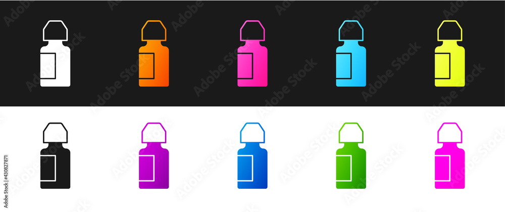 Set Eye drop bottle icon isolated on black and white background. Vector Set Eye drop bottle icon isolated on black and white background. Vector