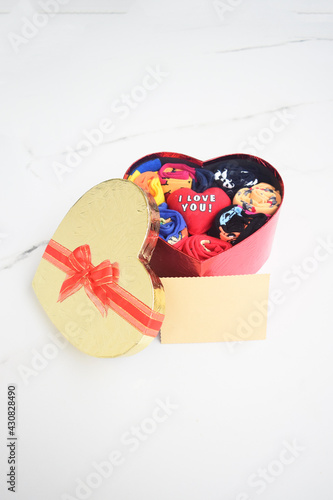 Heart shaped box with socks 