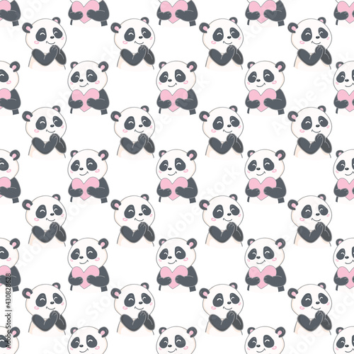 Cute panda illustration vector. Panda baby seamless. Pattern.