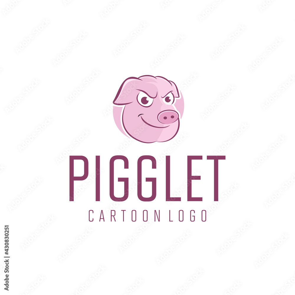 Piggy Logo Cartoon Character. vector illustration