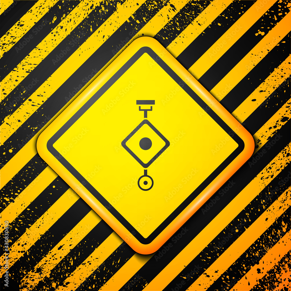 Black Chinese paper lantern icon isolated on yellow background. Warning sign. Vector Black Chinese paper lantern icon isolated on yellow background. Warning sign. Vector