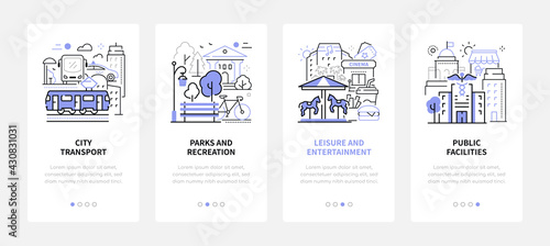 City wayfinding - modern line design style web banners