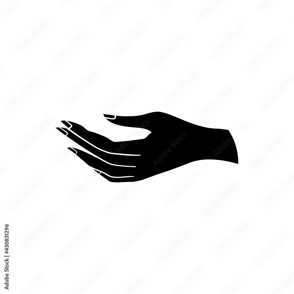 Vector silhouette of a hand on a white background