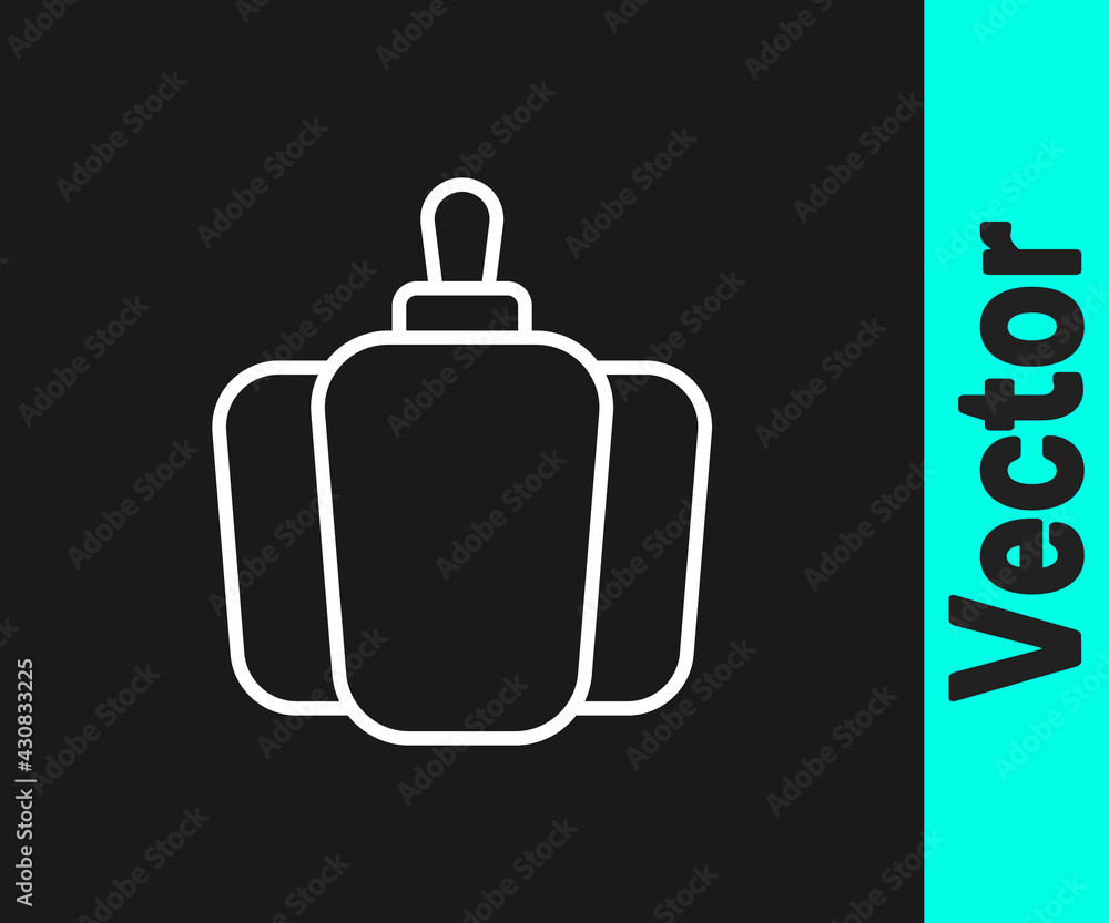 White line Bell pepper or sweet capsicum icon isolated on black background. Vector White line Bell pepper or sweet capsicum icon isolated on black background. Vector