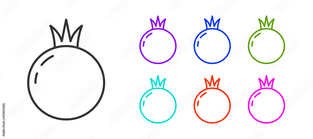 Black line Tomato icon isolated on white background. Set icons colorful. Vector Black line Tomato icon isolated on white background. Set icons colorful. Vector