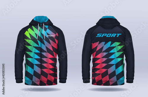 Hoodie shirts template. Jacket Design, Track Sportswear, front and back view.
