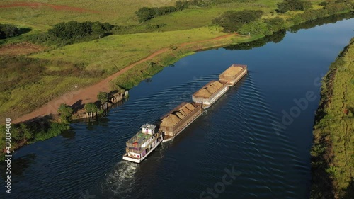 barge transporting commodities along the Tiete-Parana Waterway photo