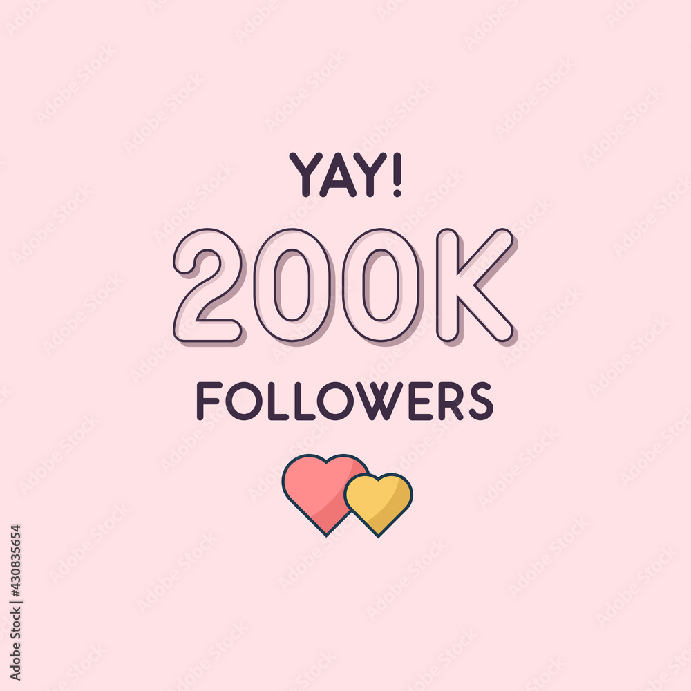Yay 200k Followers celebration, Greeting card for 200000 social followers.