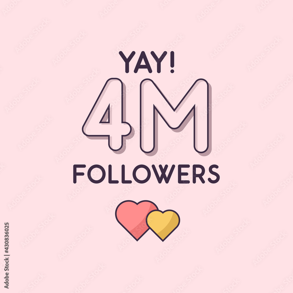 Yay 4m Followers celebration, Greeting card for 4000000 social followers.