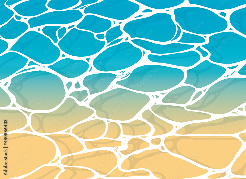 Obraz premium 美しく揺れる波のイラスト。透明で透き通った海。