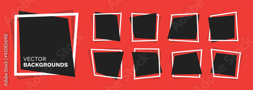 Collection of square frames. Vector backgrounds.