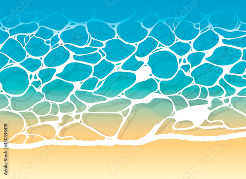 美しく揺れる波のイラスト。透明で透き通った海。