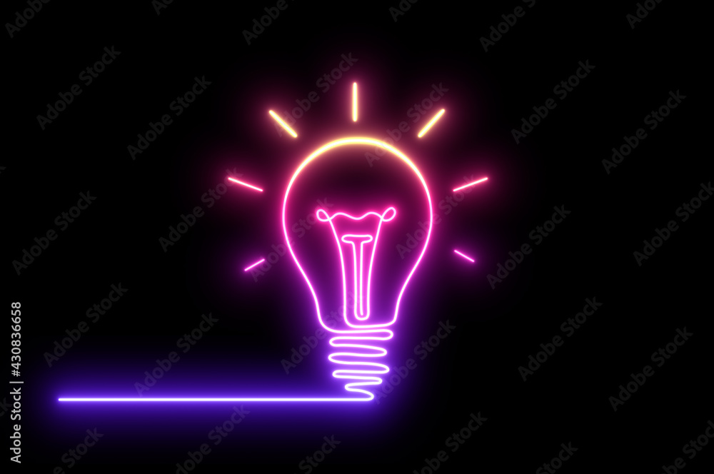 Electric light bulb.Continuous one line drawing light bulb symbol idea..illustration. Electric light bulb.Continuous one line drawing light bulb symbol idea..illustration.