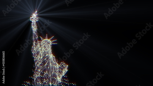 Neon Statue of Liberty.New York landmark. American symbol. Polygonal Statue. illustration.