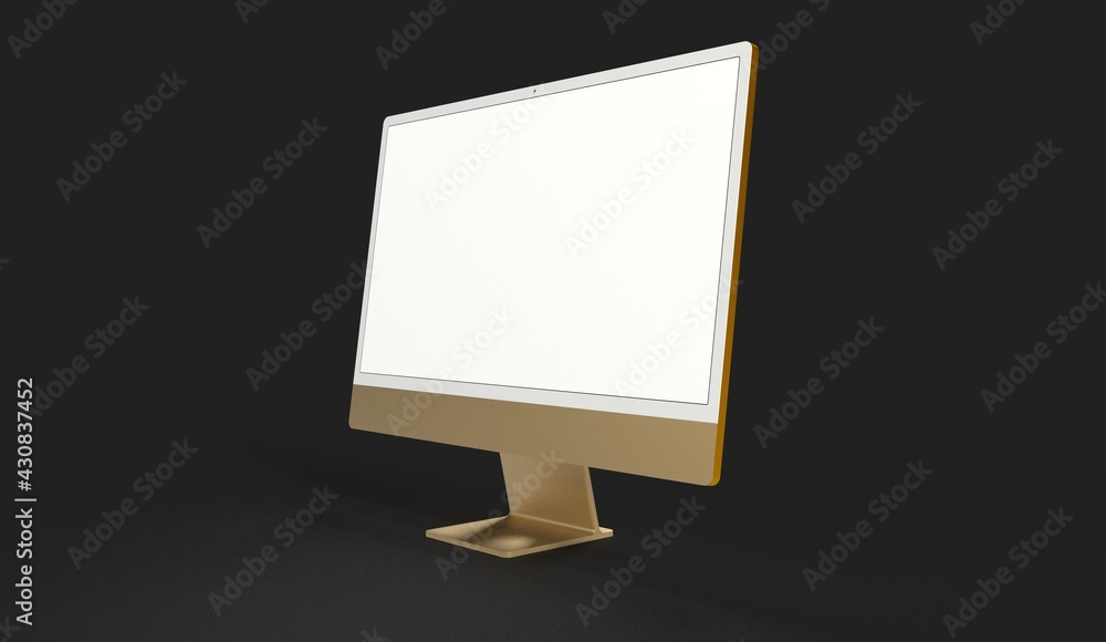 Realistic 3D Computer, with a white screen, isolated on a background Realistic 3D Computer, with a white screen, isolated on a background