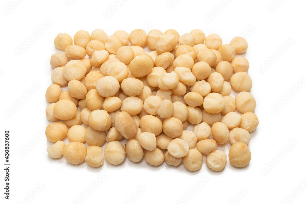 Macadamia nuts isolated on white background. Macadamia nuts isolated on white background.