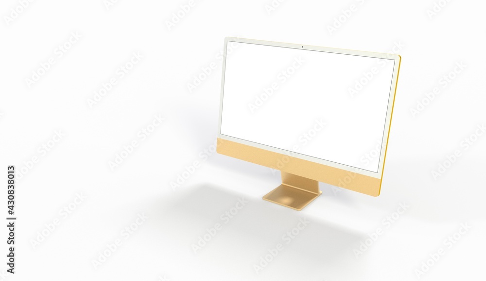 Fototapeta premium Realistic 3D Computer, with a white screen, isolated on a background