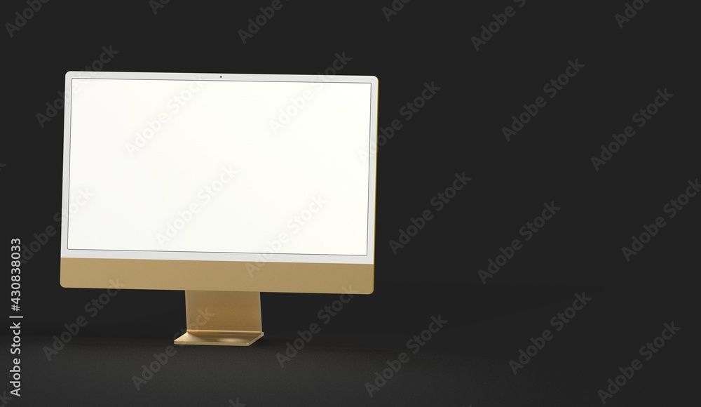 Realistic 3D Computer, with a white screen, isolated on a background Realistic 3D Computer, with a white screen, isolated on a background