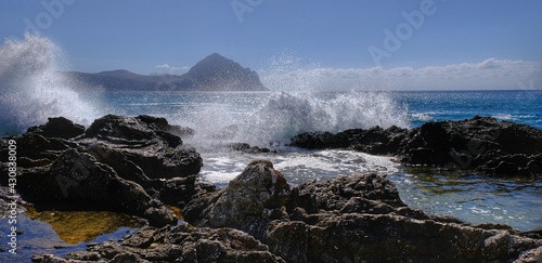 waves in the Gulf of Macari, Sicily