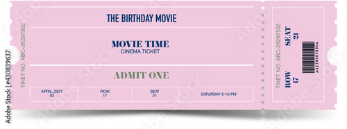 Concert, movie ticket vector template. Concert, party, movie or festival ticket design template. Vector illustration