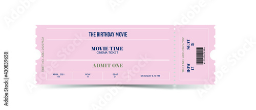 Concert, movie ticket vector template. Concert, party, movie or festival ticket design template. Vector illustration