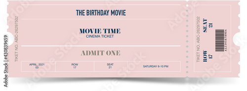 Concert, movie ticket vector template. Concert, party, movie or festival ticket design template. Vector illustration