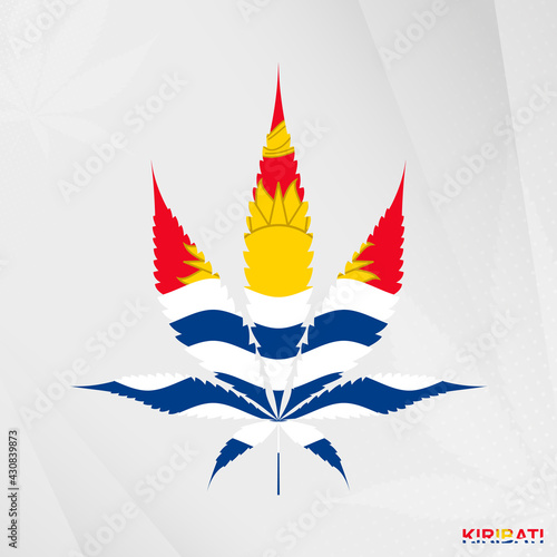 Flag of Kiribati in Marijuana leaf shape. The concept of legalization Cannabis in Kiribati.