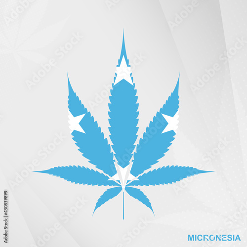 Flag of Micronesia in Marijuana leaf shape. The concept of legalization Cannabis in Micronesia.